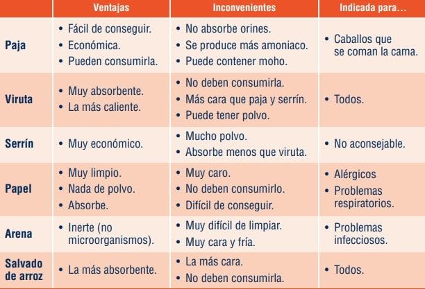Tipos de camas de caballos